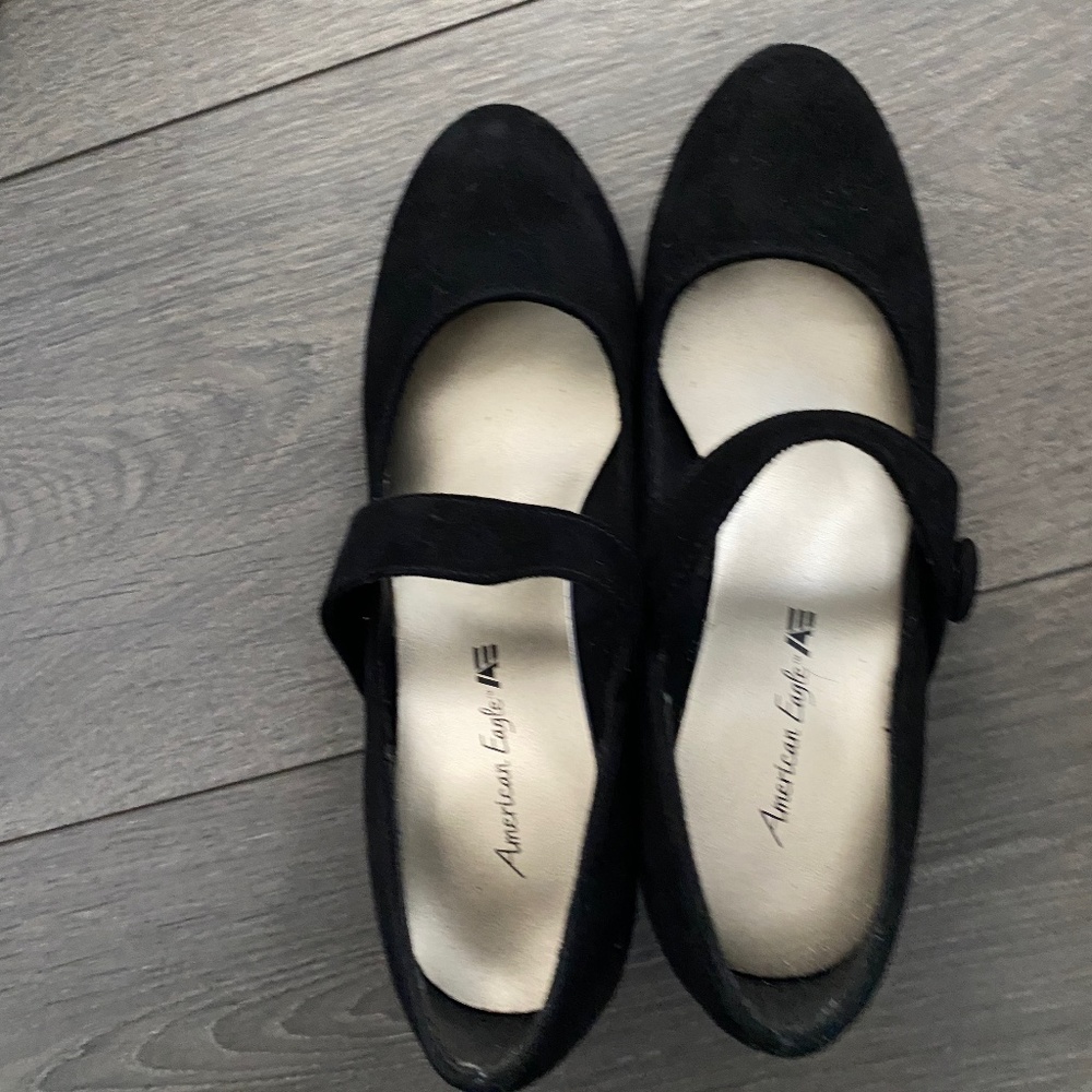 Black suede heels
